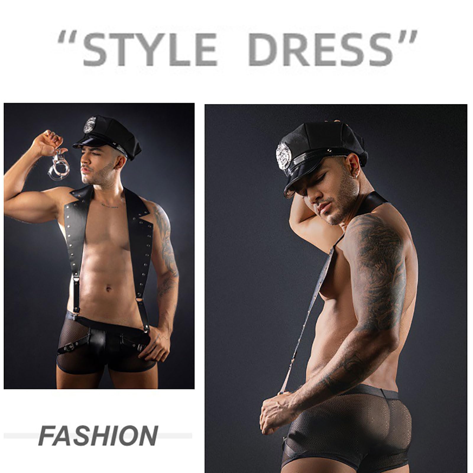 Generico Costume Sexy Poliziotto per Uomo – Uniforme per Gioco di Ruolo e Lingerie, Abbigliamento Erotico da Camera, Outfit Esotico per Coppie, Feste, Cosplay e Divertimento Adulto