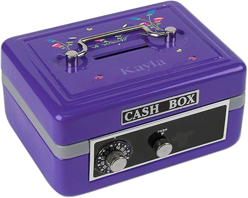Caja de efectivo púrpura personalizada para niños (jardín inglés)