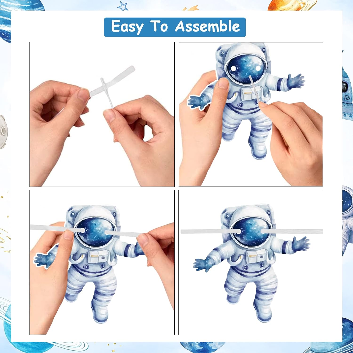 Sursurprise Outer Space 4th Birthday Decorations, Reach Four The Stars Banner Cake Topper Cupcake Toppers Balloons for Astronaut Planets Rocket Galaxy Universe Solar System Party Supplies - Image 6