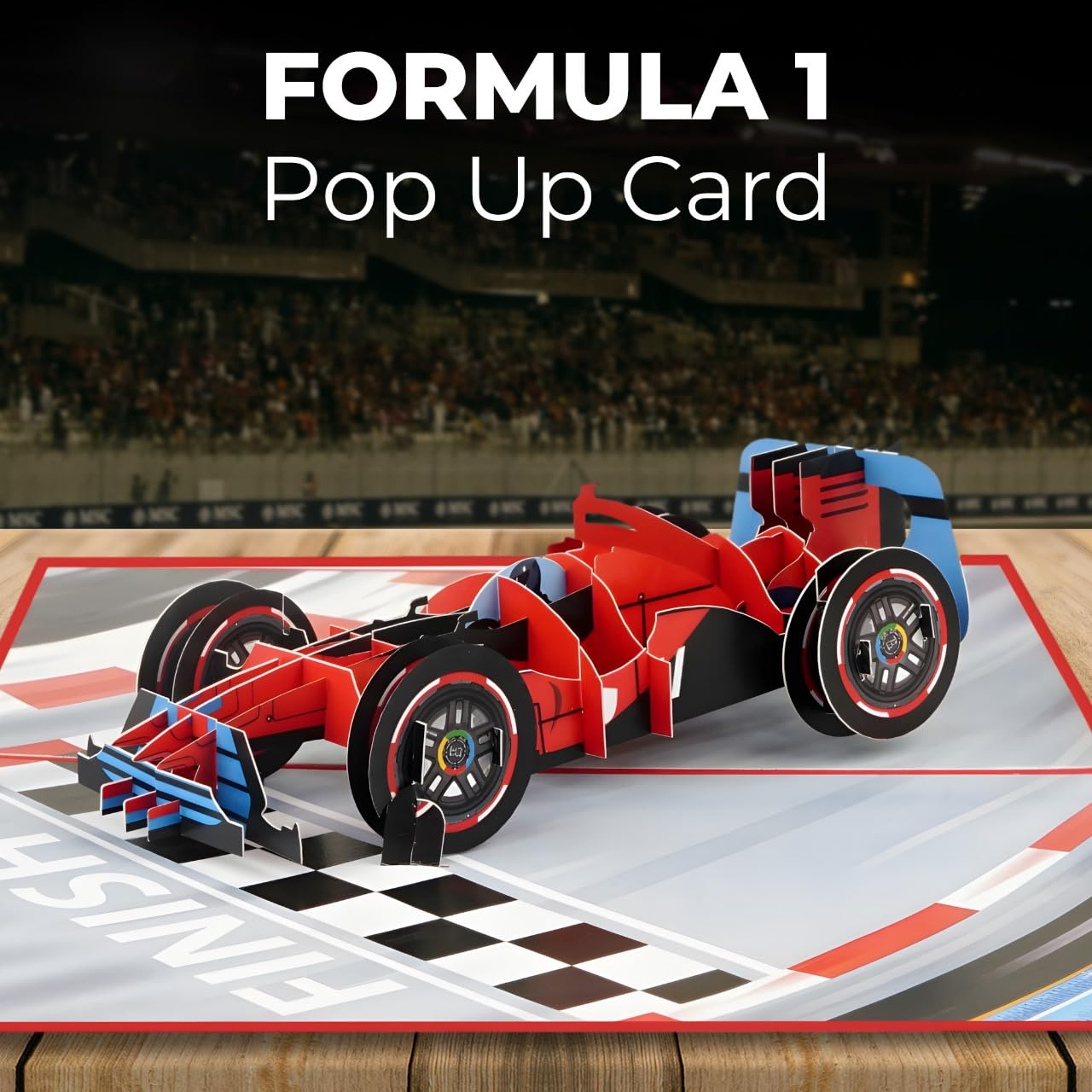 iGifts And Cards Racecar - Tarjeta de felicitación 3D desplegable – Fórmula 1, coche deportivo rojo F1, regalo de cumpleaños genial para papá, día del padre, fanáticos de las carreras, 5 x 7 pulgadas