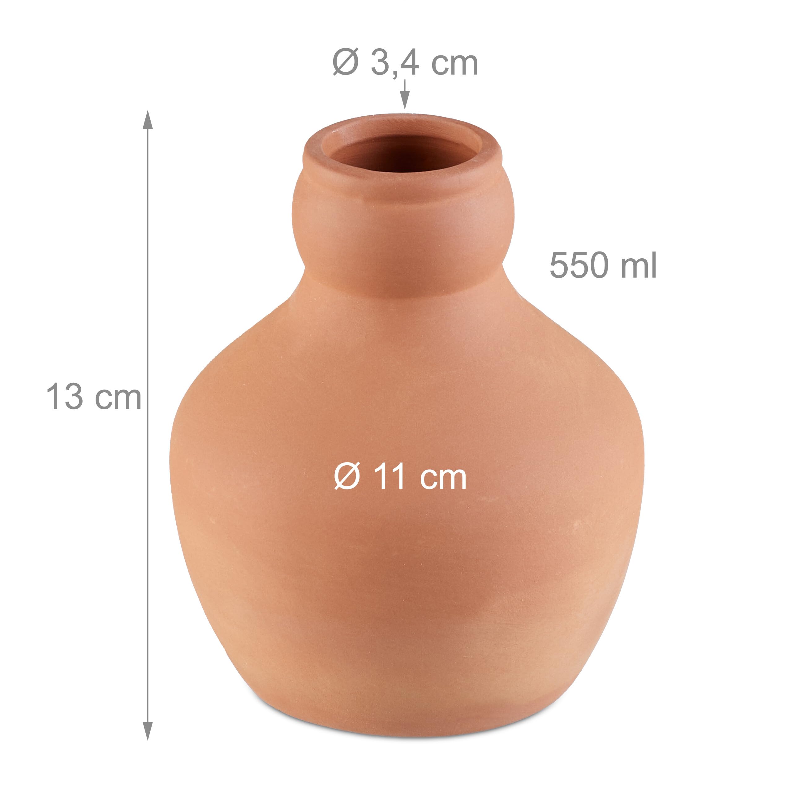 Relaxdays Ollas, zestaw 3 szt., 550 ml, gliniany kolc do nawadniania korzeni, do łóżek i szklarni, palików roślin, terakoty, ceramiki