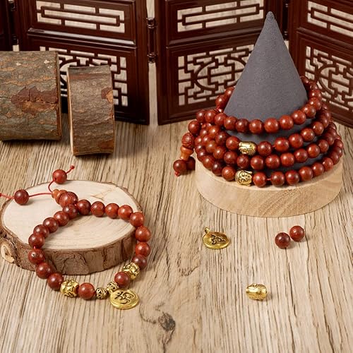 Miniatura 2 de Mega Pet Kit de fabricación de pulseras, 324 cuentas redondas de palisandro, 6 cuentas redondas de madera natural, 12 cuentas redondas de cabeza de