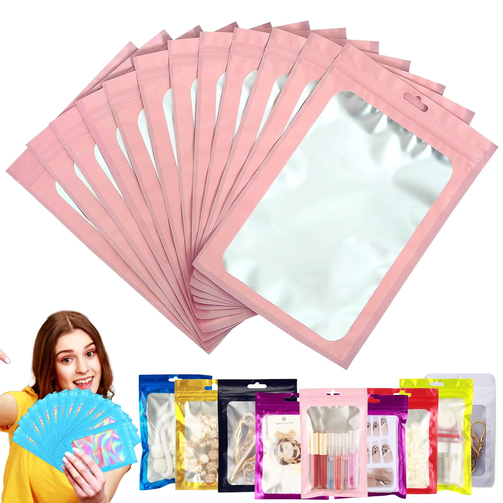 Yaavaaw Pink Foil Ziplock Bags Small Smell Proof Bag Mylar