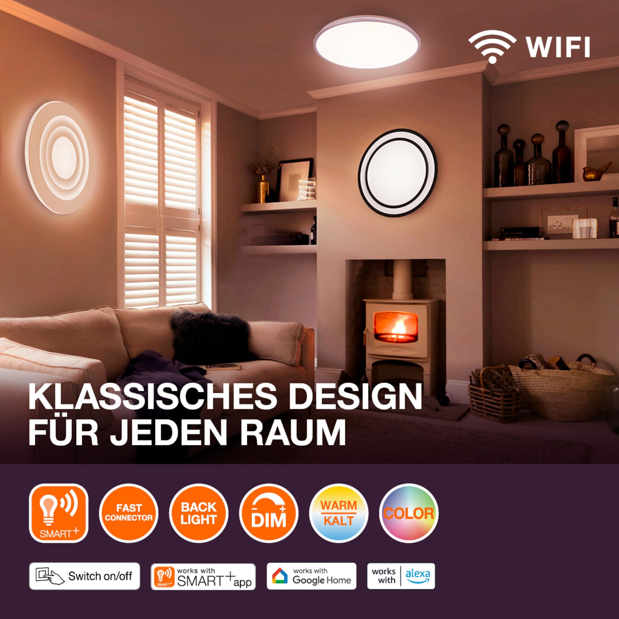 OSRAM SMART+ Matter Orbis Disc lampada da bagno LED IP44 400mm, 24W, 1900lm, TW 3000-6500K, WiFi, Bianca