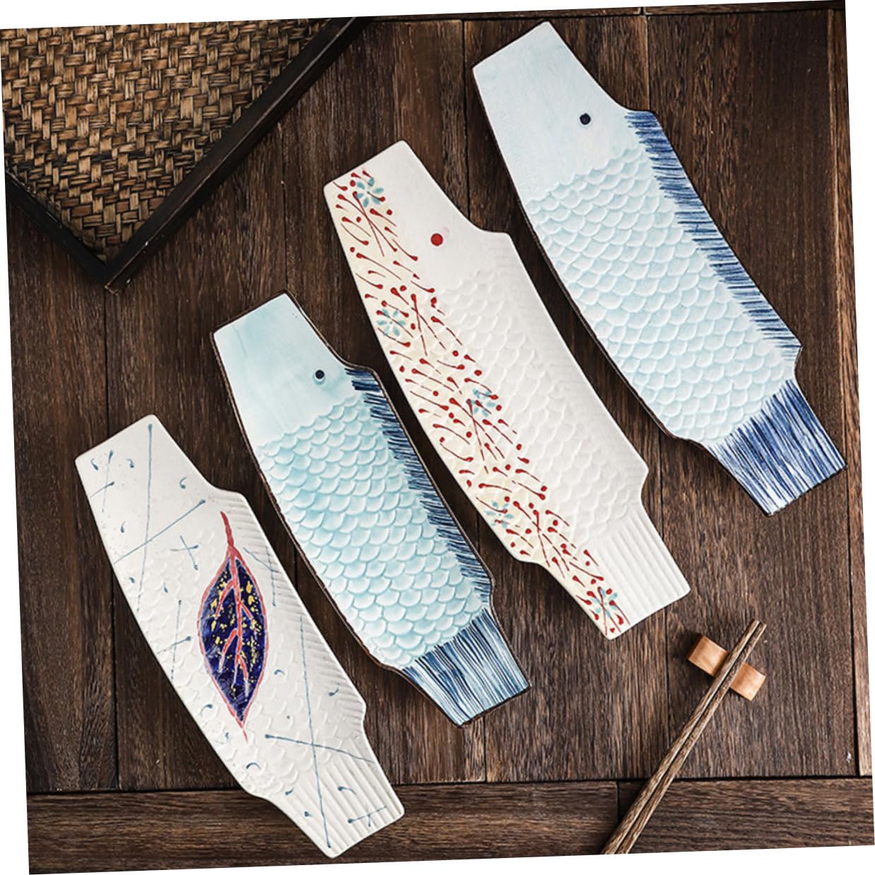 Assiette de Sushis de Poisson, Céramique, Style Japonerie