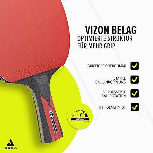 Vista 4 de JOOLA Duo Carbon - Juego de 2 palas de ping pong profesionales, tres pelotas de ping pong blancas avanzadas de 3 estrellas y estuche de transporte