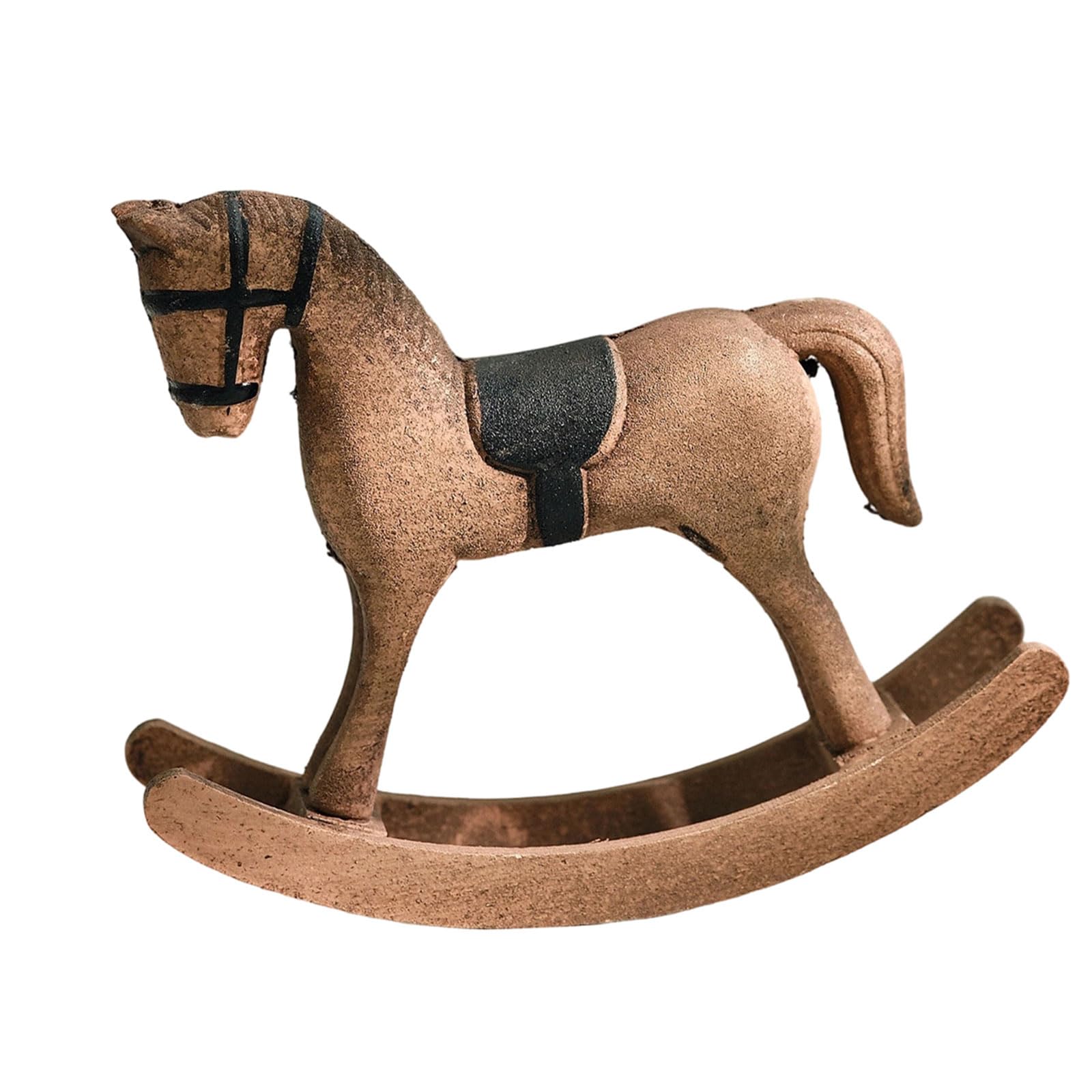Zbiianxer B Scandinavian Rocking Horse Wood Carving Miniature Statue Elegant Shelf Decors For Living Room Interior Styling Small Wooden Rocking Horse