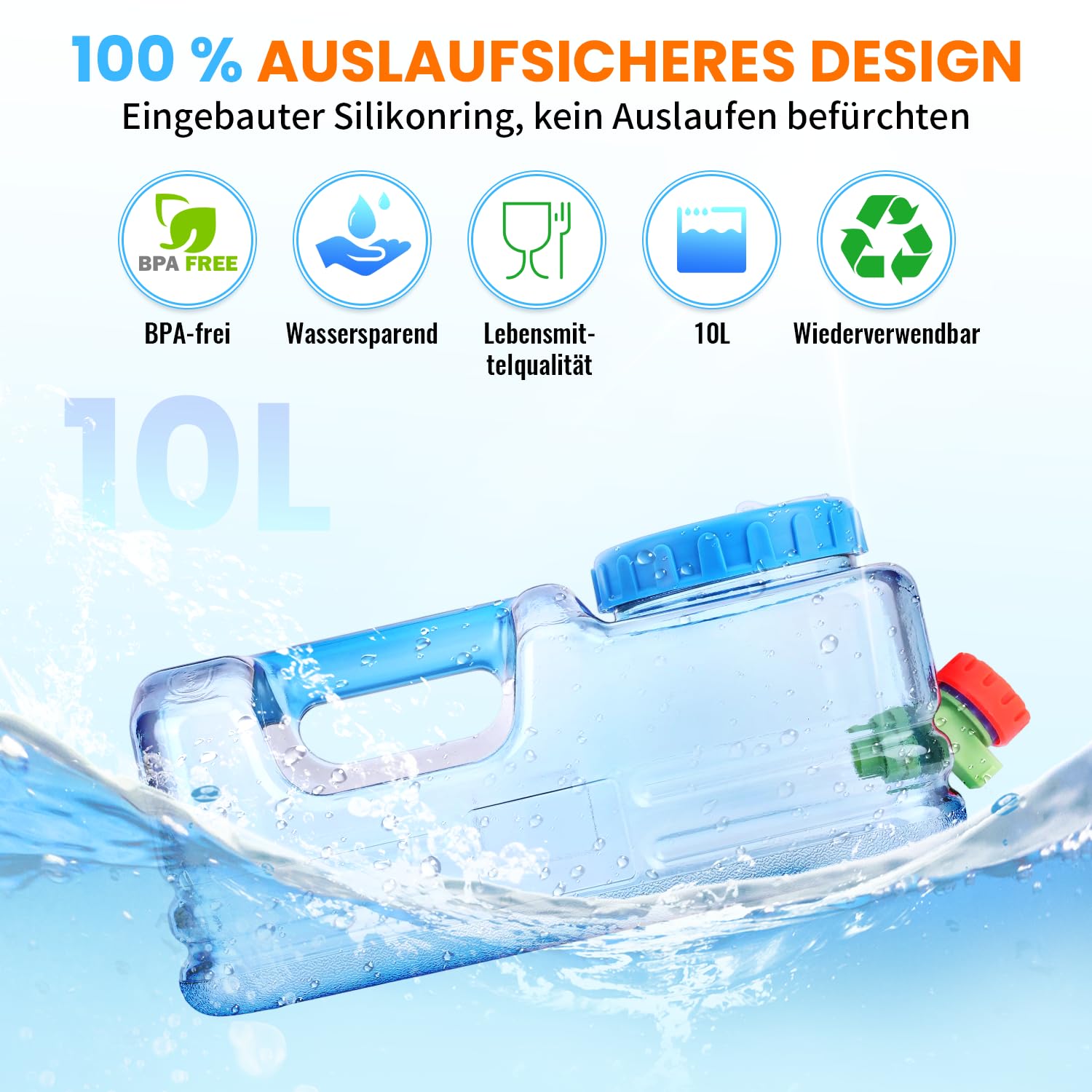 Umikk 5L ~ 22L - Tanica per acqua da campeggio, con rubinetto, contenitore per acqua potabile portatile, serbatoio dell'acqua da campeggio con manici, tanica per acqua senza BPA, per viaggi all'aperto