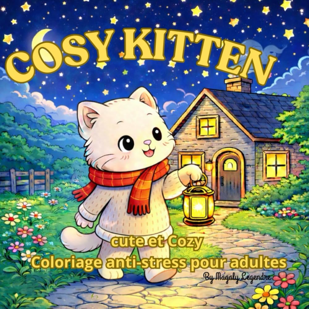 Cosy Kitten: Livre de coloriage chats cosy pour adultes – 40 illustrations relaxantes – Anti-stress, détente et créativité