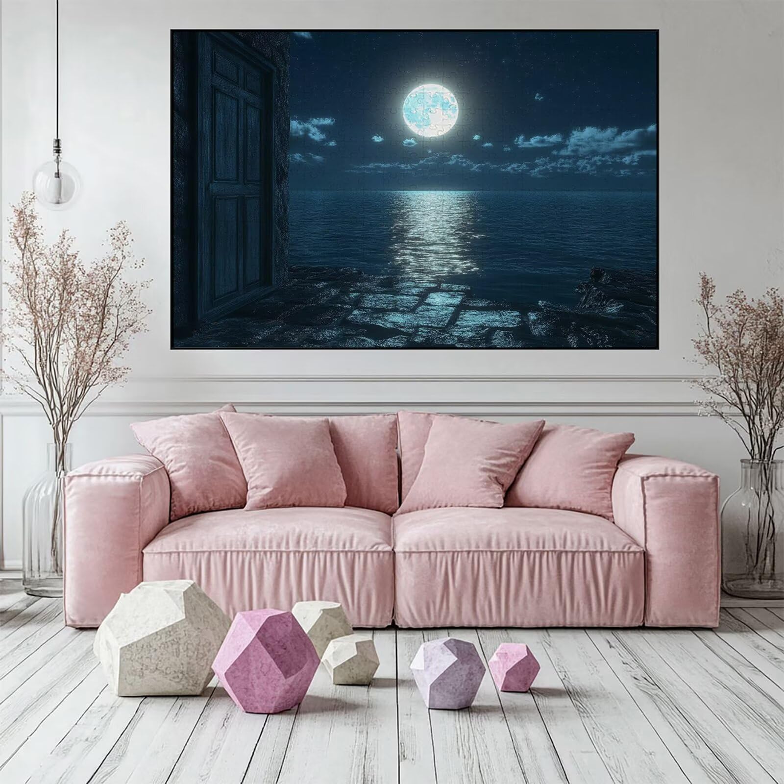 Puzzle 5000 elementów księżyc puzzle dla dorosłych plaża 156 x 105 cm unikalne rzemiosło klasyczne 3D drewniana układanka do rodzinnych gier aktywnych, układanka do samodzielnego wykonania nawet do