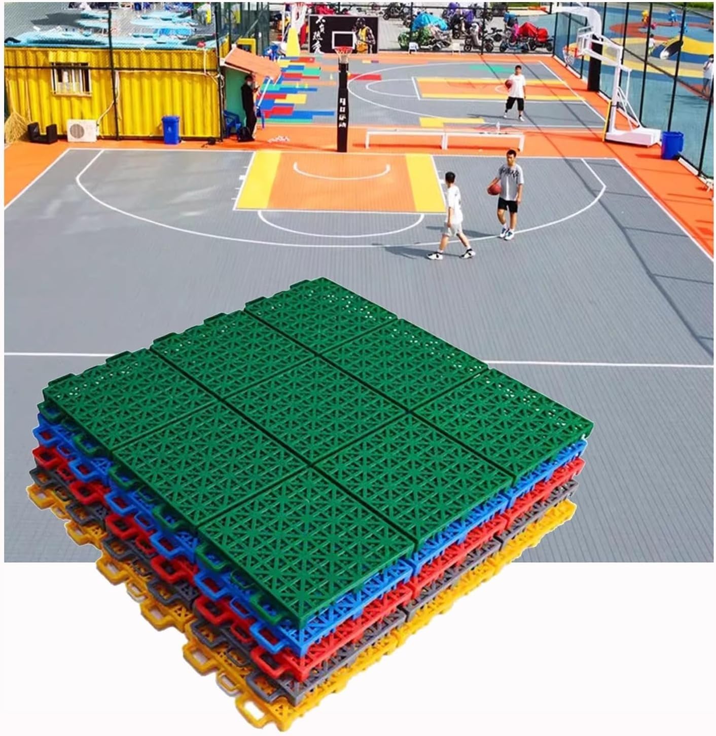 Revêtement de sol pour terrain de basket-ball extérieur drainant et modulable