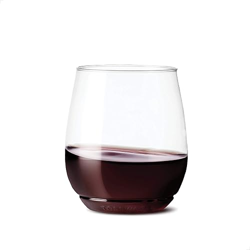 TOSSWARE POP - Juego de 12 vasos de vino de 14 onzas, 12 vasos de plástico reciclable, irrompible y transparente para vino y cóctel