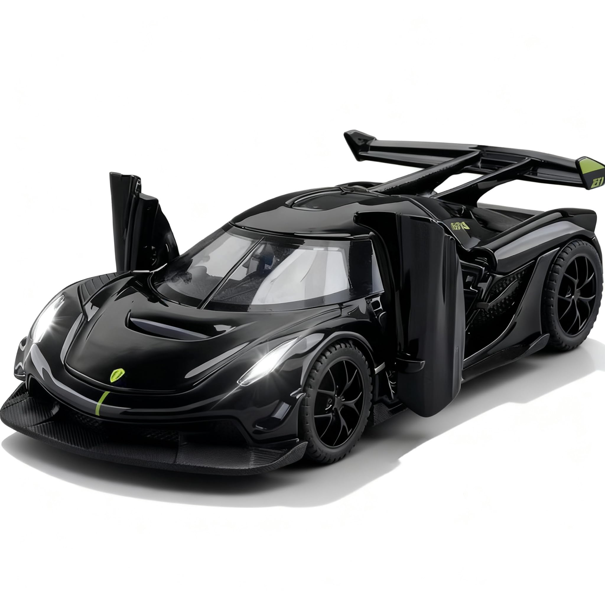 Kids Toy Jesko Model Car 1/32 Die-cast Pull Back Collect Model with Sound and Light Toy Vehicle for 3+Year Old Boys Festival Gift(Black)