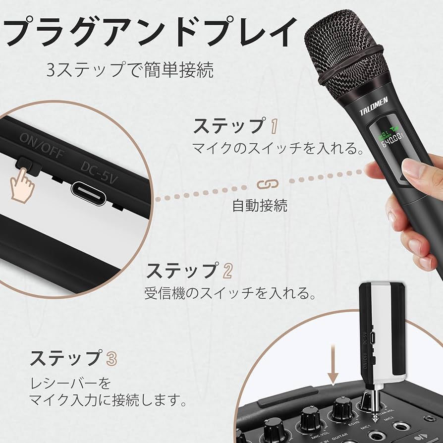 Amazon.co.jp: TALOMEN ワイヤレス マイク 4 つの手持ち型