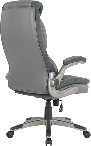 Miniatura 6 de Office Star ECH Series - Silla de oficina ejecutiva de cuero regenerado con soporte lumbar y brazos acolchados ajustables en altura, carbón con base