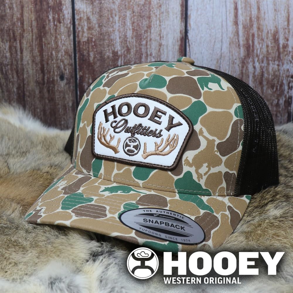 HOOEY Outfitters Critter Camo Snapback Hat - Mesh Back Trucker Cap for Men, Hunting & Fishing Hat, Duck Camo Baseball Cap
