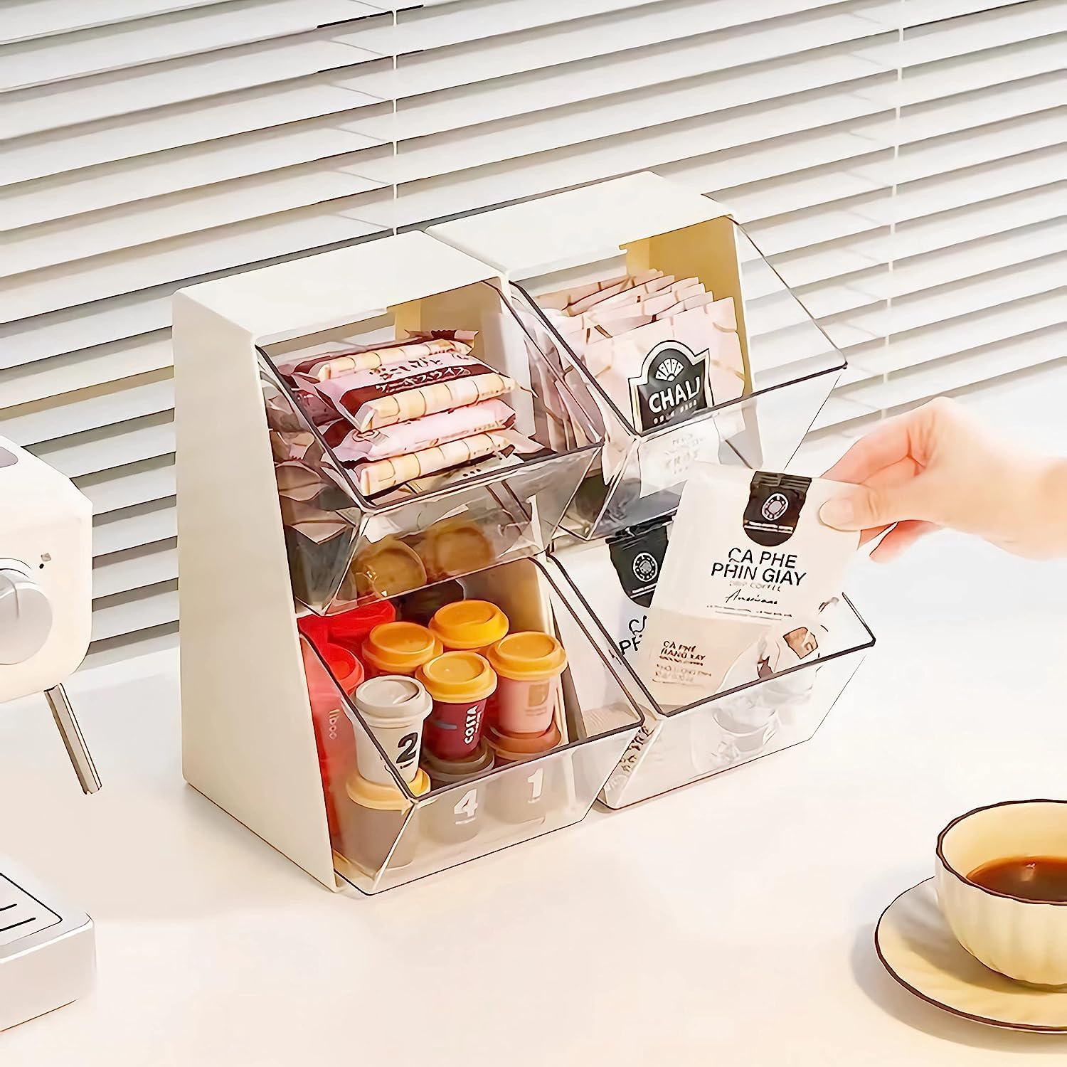 Amazon｜siawadeky ティーバッグ 収納ボックス 2層 ティーバッグ