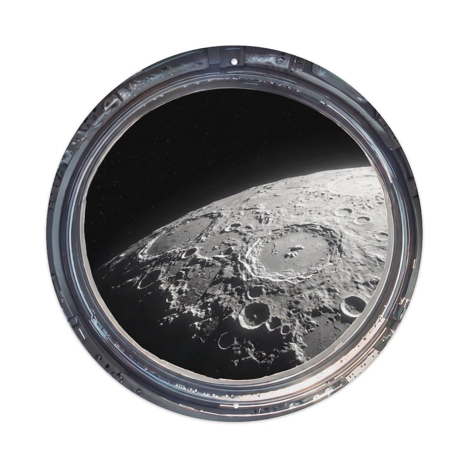Moon Horizon View from Space Station Porthole Metal Tin Sign