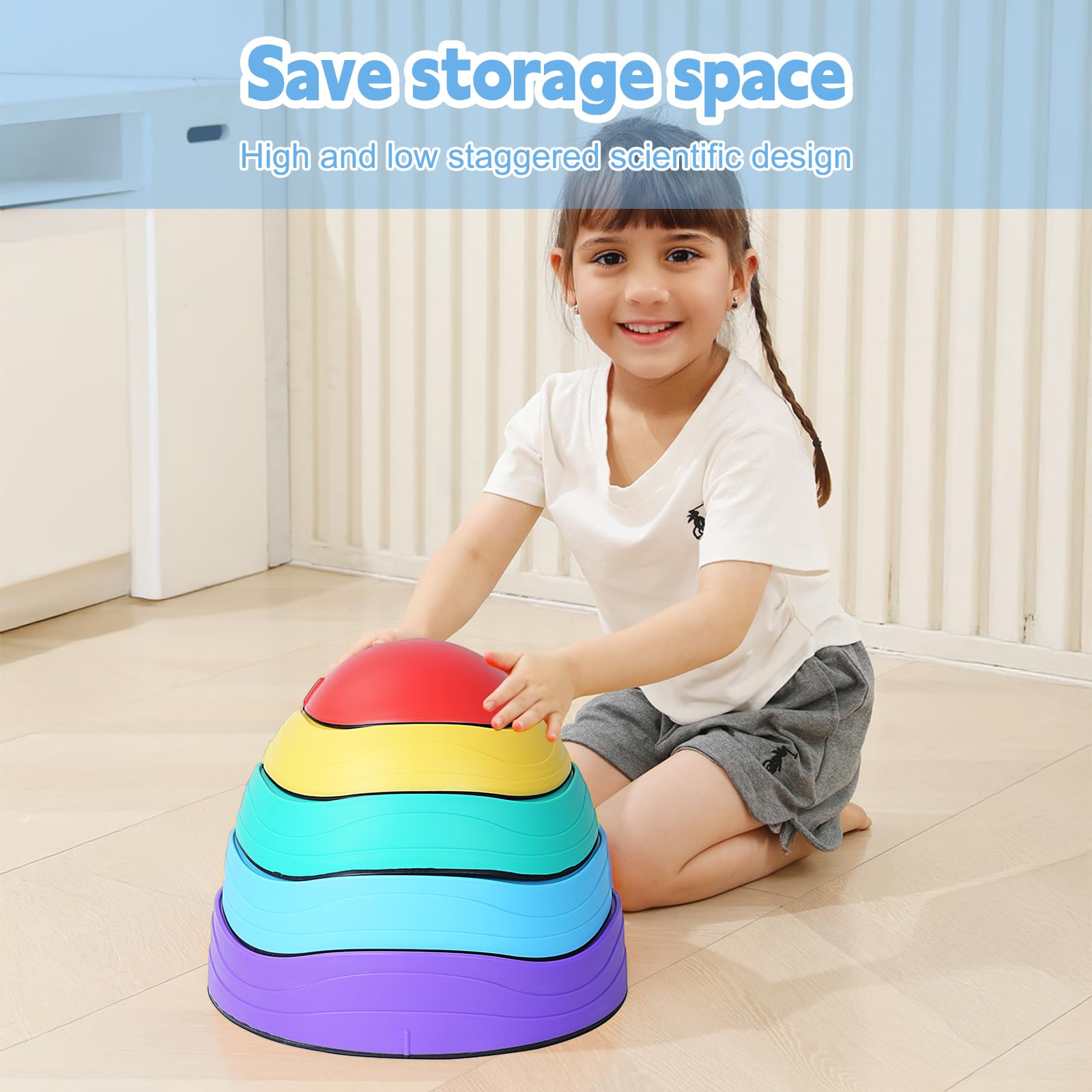 Piedras de Equilibrio para Niños, 5 Piedras Antideslizante Apilables, Juego Equilibrio Niños, Entrenamiento de Equilibrio en Interiores y Exteriores, Que Fomentan el Equilibrio y Habilidades Motoras