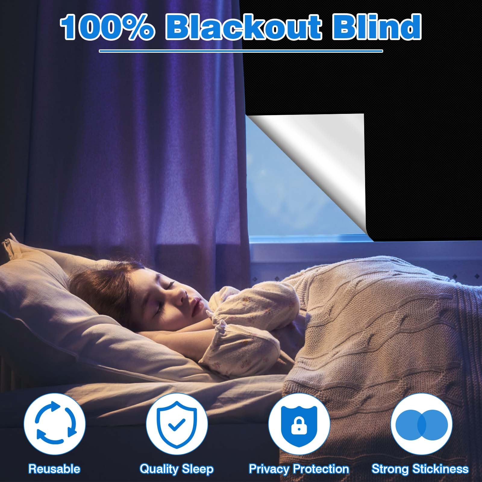 Tessuto Oscurante per Finestra 200x150cm Tende per Interni Tagliabile con 24 Adesivi Bifacciali