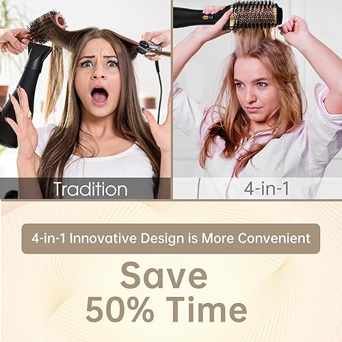 Miniatura 3 de Cepillo secador y voluminizador Cepillo de aire caliente de un solo paso con revestimiento de cerámica para secar, alisar, rizar, estilo peluquería