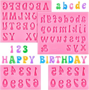 Letter and Number Silicone Fondant Molds, 4 PCS | Non-Stick, For Chocolate, Candy, Cake Decoration, Cupcake Topper