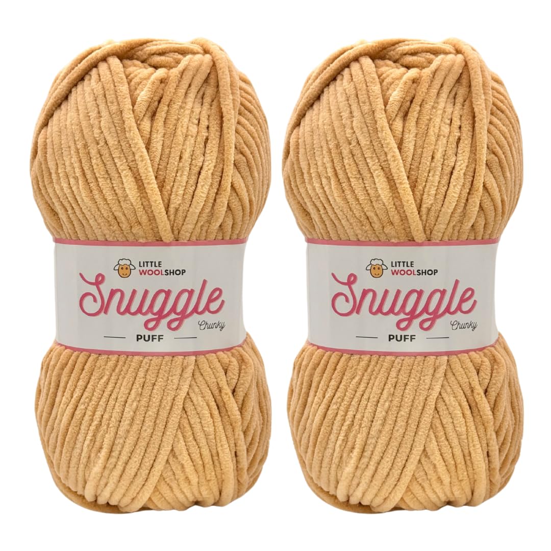 LittleWoolShop Snuggle Puff Chunky Chenille Yarn 100g - 100% Supersoft Polyester (Fudge Delight 05, Pack of 2) — image 1