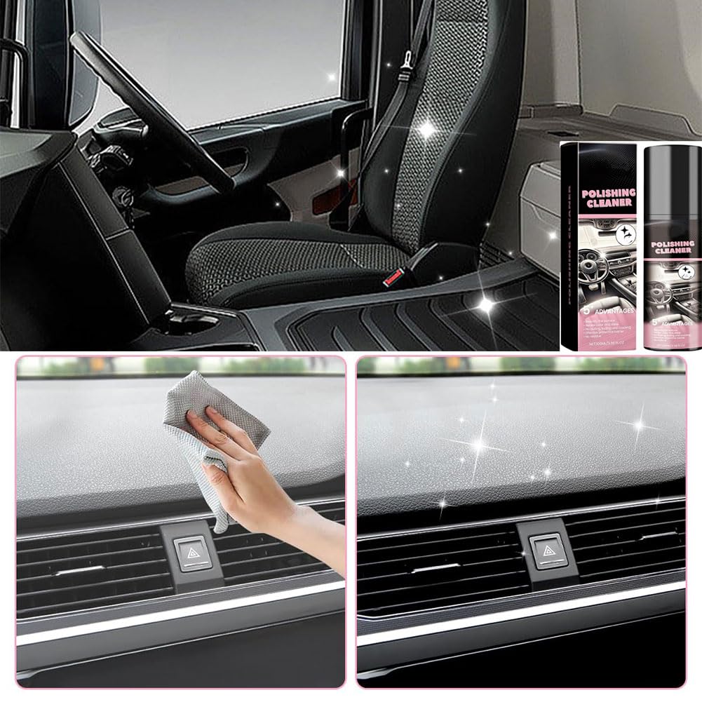 Rakiuty Interior Beauty Spray,Multifunctional Car Cleaner,Car Interior Spray,Polish Cleaner for Car Interior,Car Plastics Car Interior Cleaner,Spray para Pulir Interiores de Automóviles