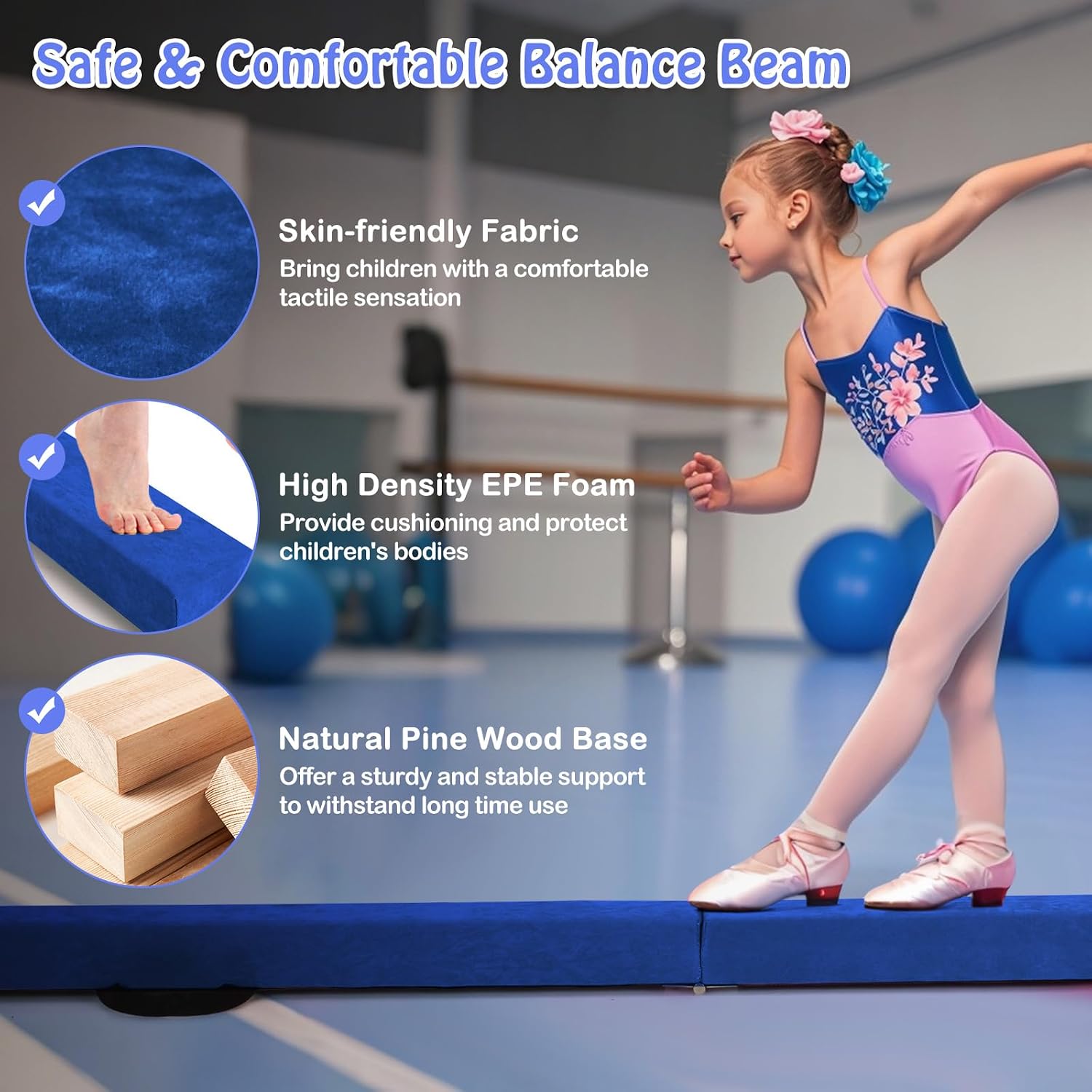 Giantex 7FT/8FT/9FT Balance Beam, Folding Gymnastics Beam w/Carry Handles, Floor Foam Gymnastics Equipment for Kids, Non Slip Rubber Base for Exercise, Practice & Professional Home Training