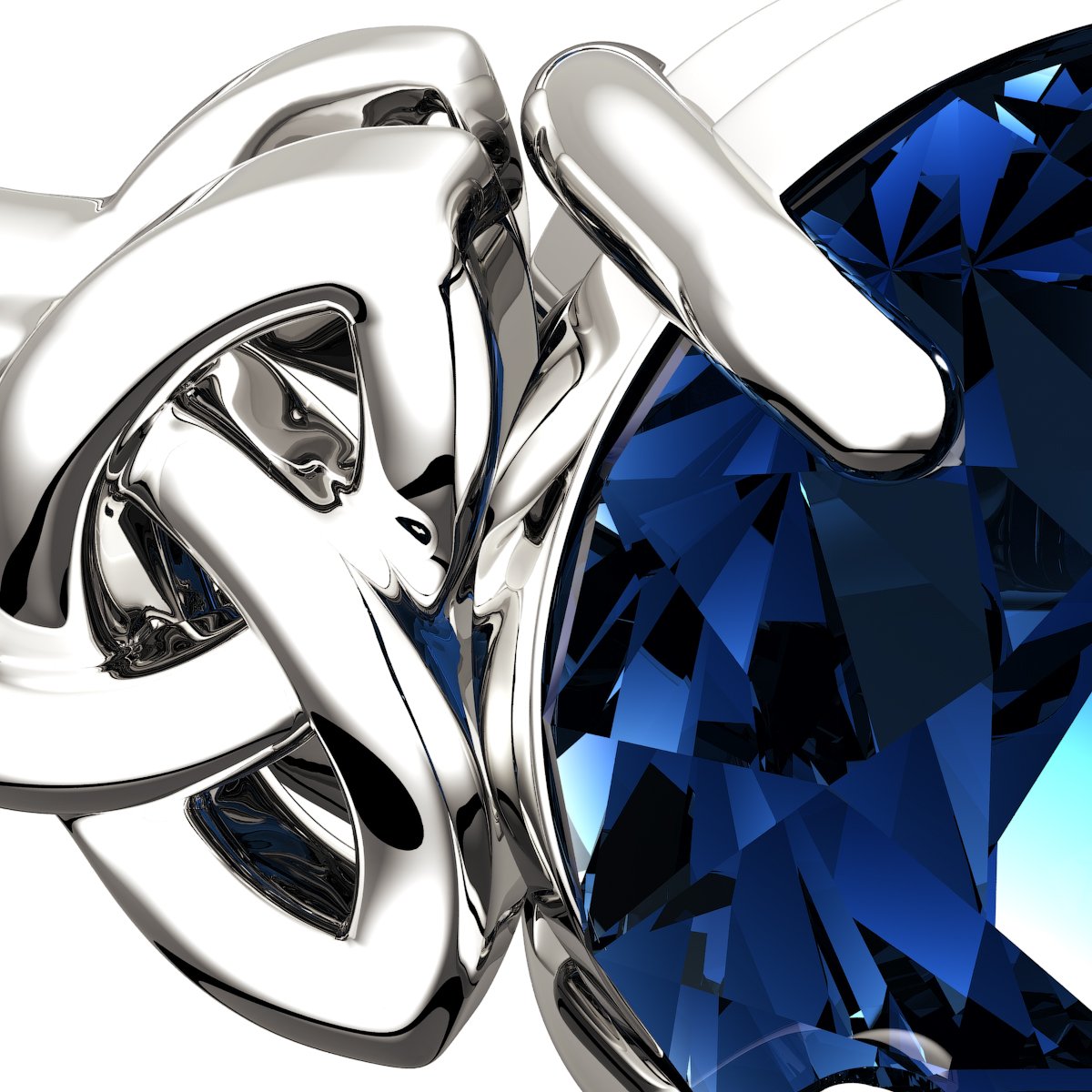 Anillo Celta Plata de Ley Piedra Grande de Color Zafiro Azul Adornado con Nudos de Trinidad en Caja de Regalo para Mujeres