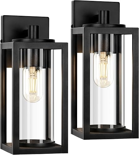 Lámparas de pared para exteriores, faroles de pared impermeables exteriores, luces de porche exteriores antioxidantes con pantalla de vidrio,