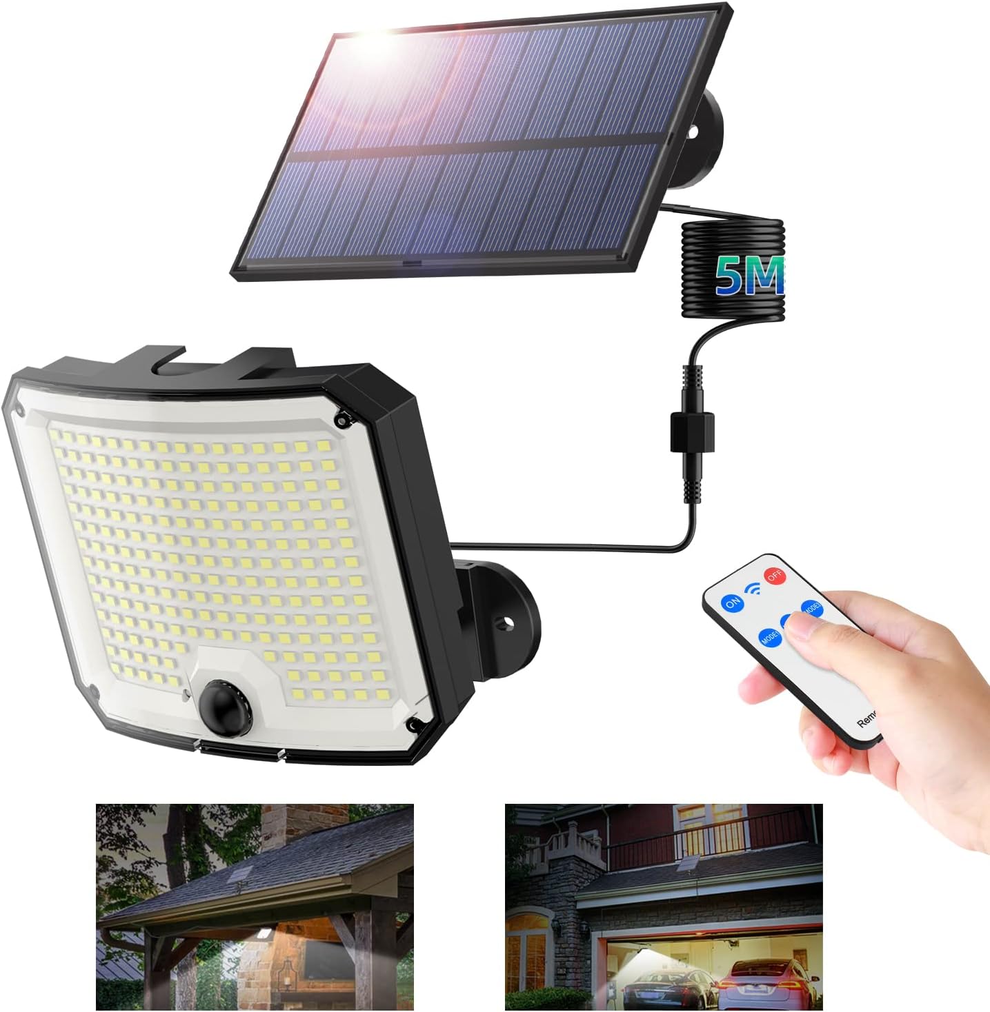 Luce Solare Led Esterno con Sensore di oviento [224LED /3odes], Luci Solari Esterno con