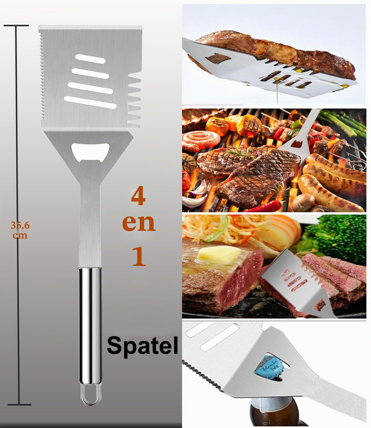 Juego de Accesorios para Parrilla, Juego de Herramientas para Barbacoa de Acero Inoxidable de 21 Piezas con Delantal, Parrilla para Acampar, Juego de Herramientas para Barbacoa para Hombres