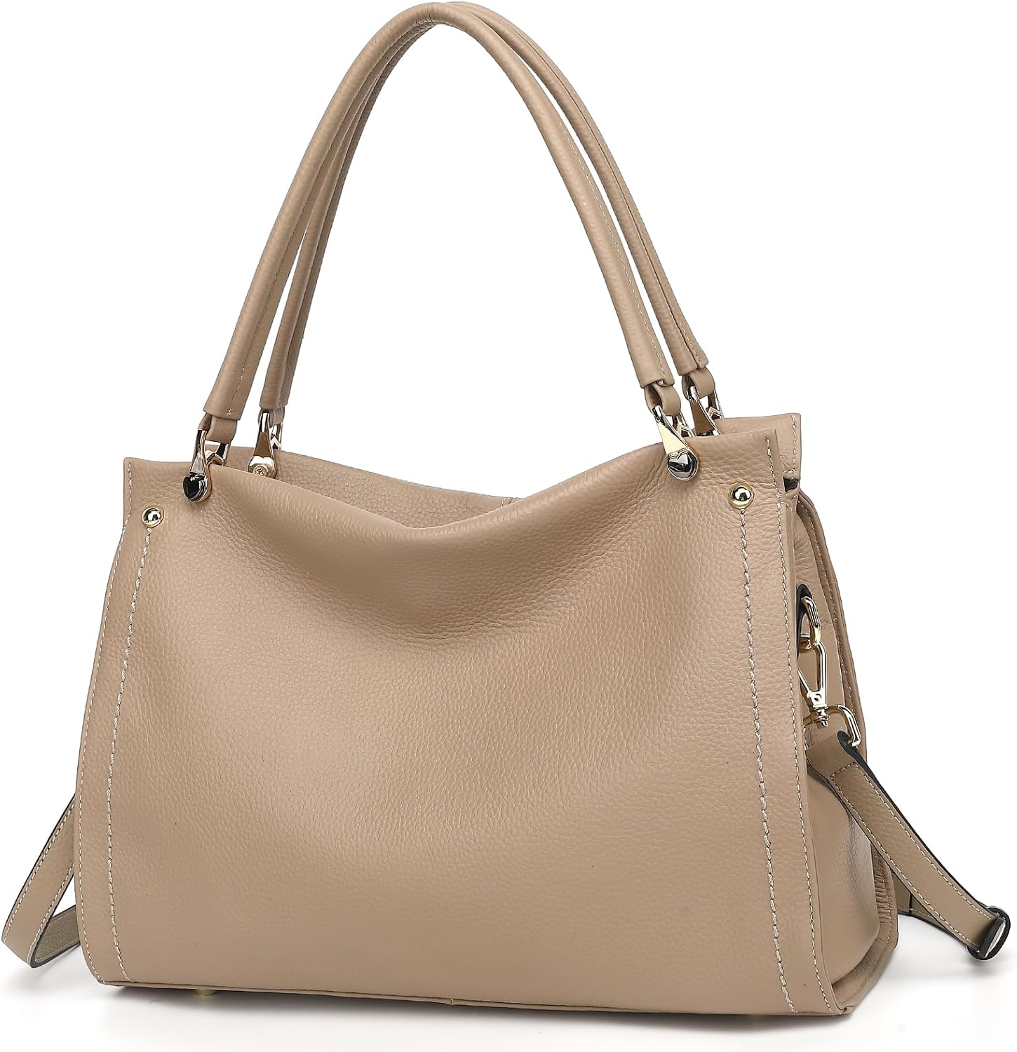 KOGTLA Medium Genuine Leather Tote Handbags for Women, Ladies Soft Satchel Shoulder Purses, Two-Handle Hobo Bags
