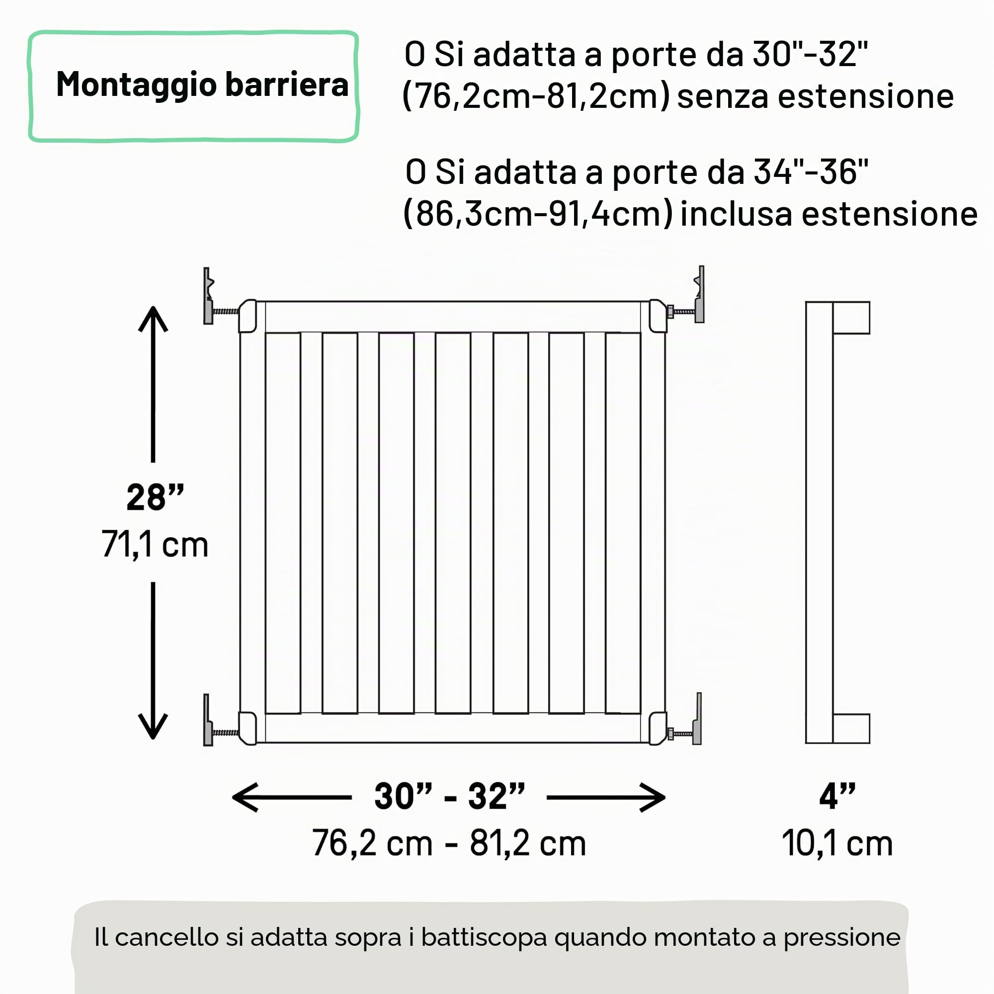 Ingenuity, Legno Cancelletto di Sicurezza per Bambini, 76-91 cm, Cancelletto per Cani, Senza Forature, con Estensioni, Personalizzabile