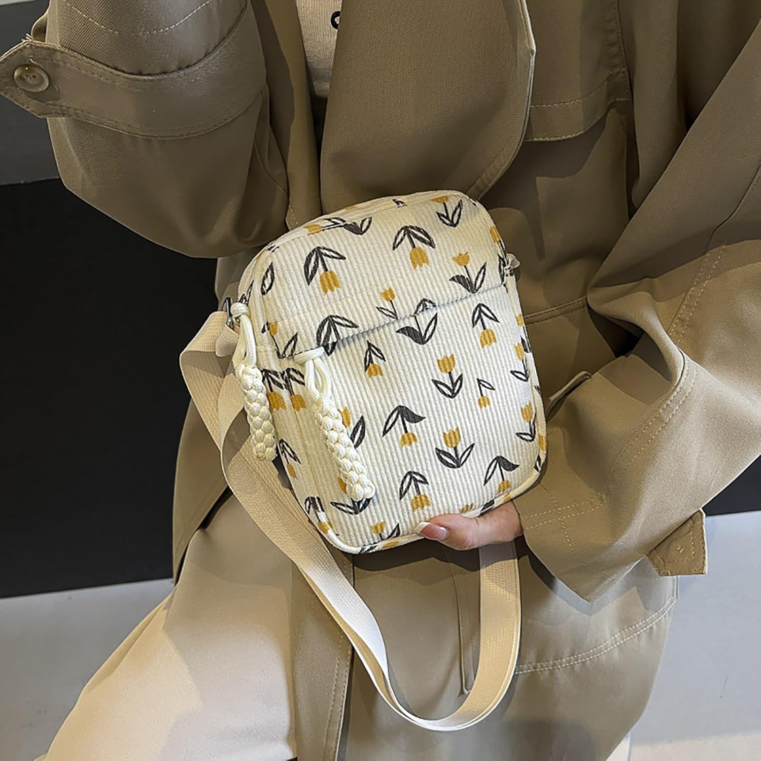 Cute Strawberry Purse Crossbody Bags for Women Kawaii Purse for Women Aesthetic Corduroy Tote Bag - Image 4