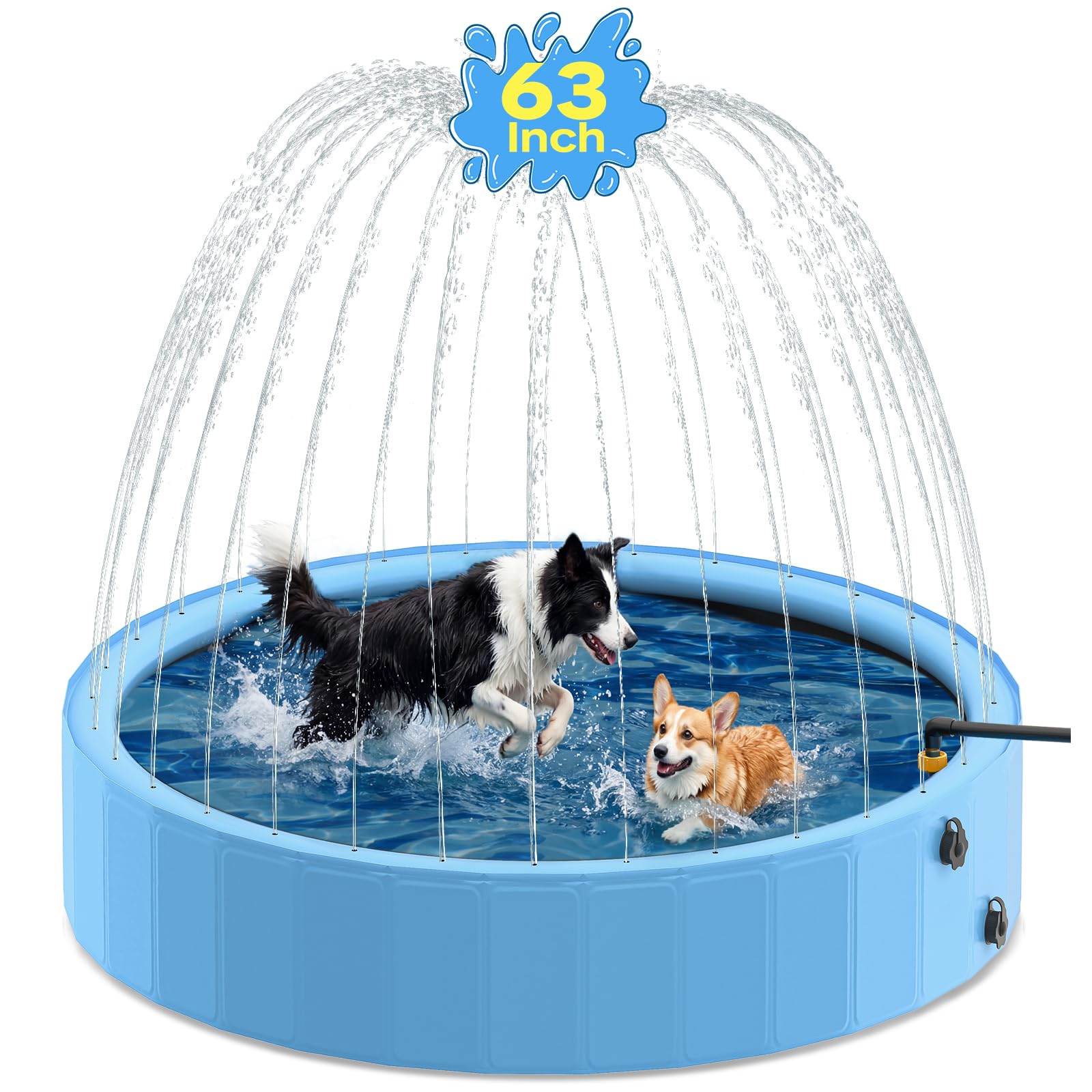 piscine chien de 160x30cm avec arroseur, Piscines Pliable pour Chiens de Grande Taille, 2-in-1 antidérapante piscine pour chien, piscine chien rigide idéale pour une utilisation dans un jardin