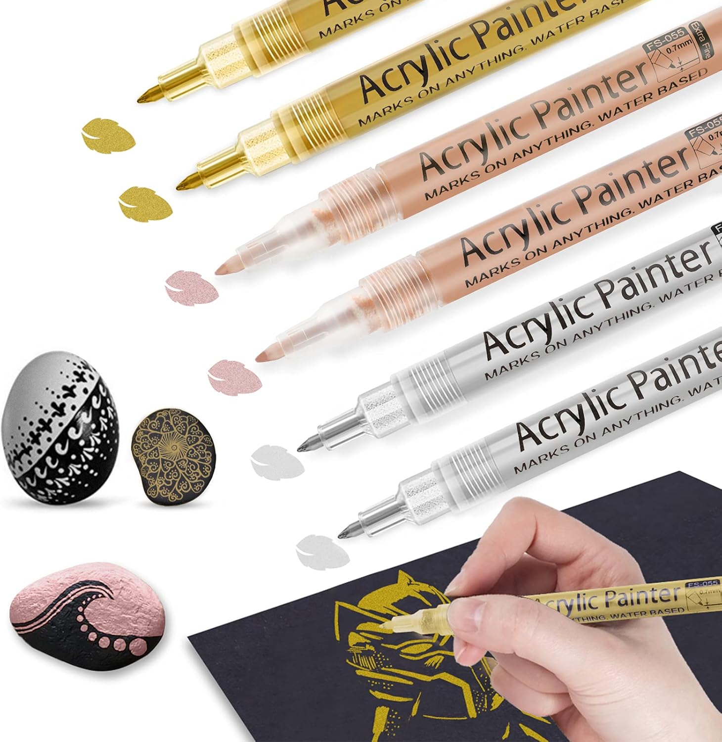 Gold Silver Rose Paint Pens, Pack Acrylic Markers Jordan Ubuy