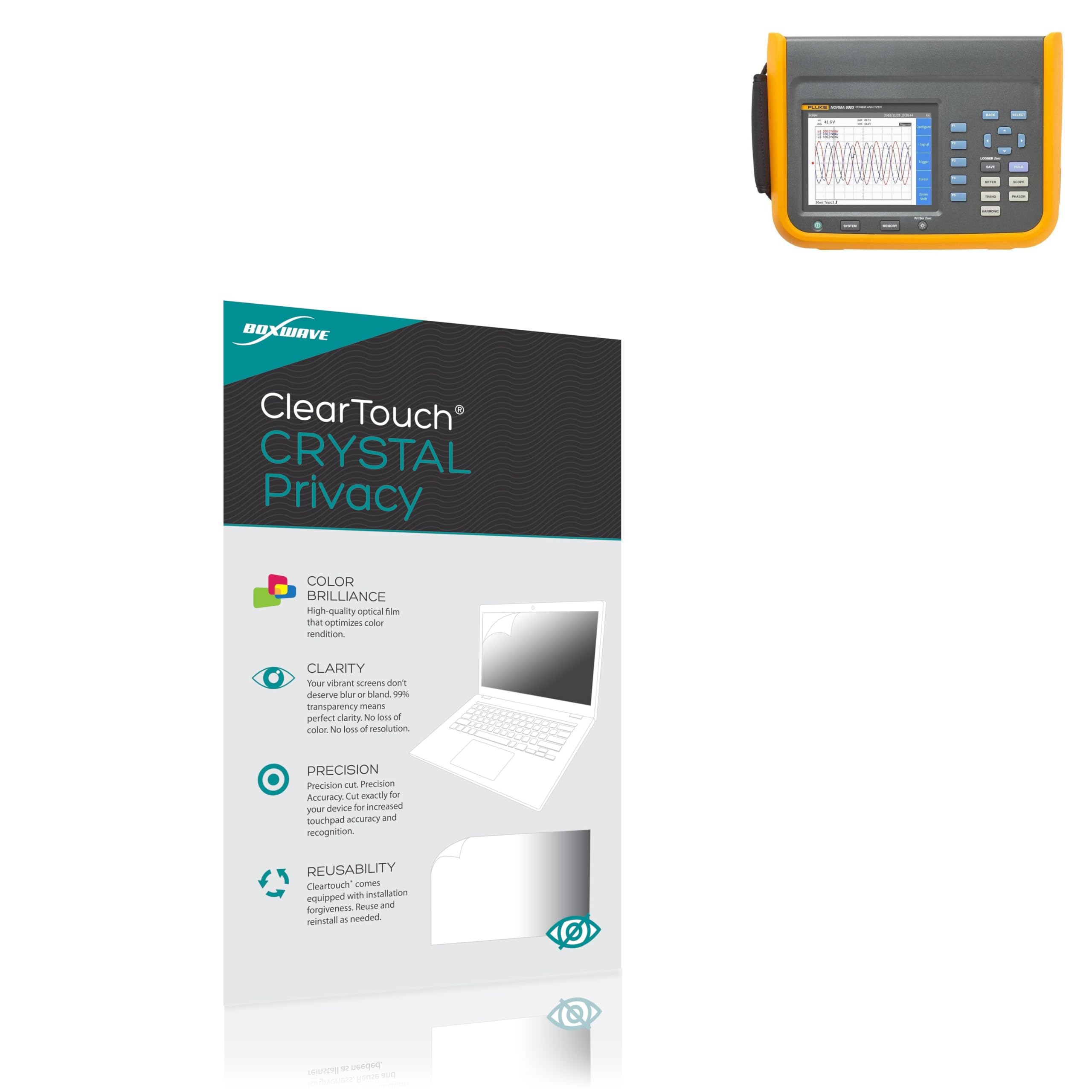 BoxWave Screen Protector Compatible with Fluke Norma 6000 - ClearTouch Crystal Privacy (2-Pack), Privacy Screen Protector Flexible Film Clear