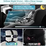 Pemacom Caméra de voiture pour bébé 2-Kids: 7 1 cm IPS Affichage avec caméra double siège auto, écran Split, vision nocturne, HD 1080P - Caméra de siège arrière facile d'installation pour jumelles