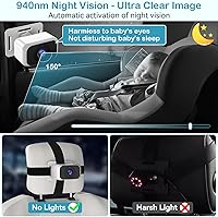 Vista 3 de Baby Car Camera for 2-Kids: 7 Inch IPS Display with Dual Carseat Cameras, Split Screen, Night Vision, HD 1080P - USB Powered Easy Install Rear