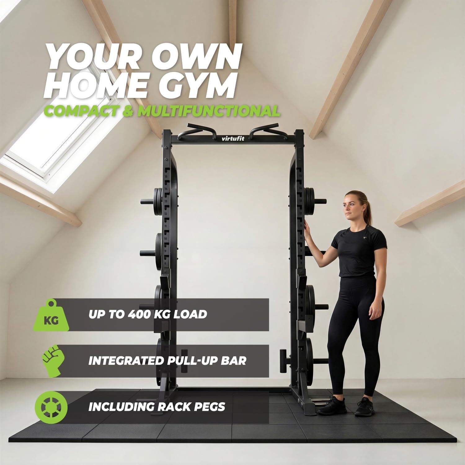 VirtuFit HR100 – Squat-Rack – mit Klimmzug – Power-Rack