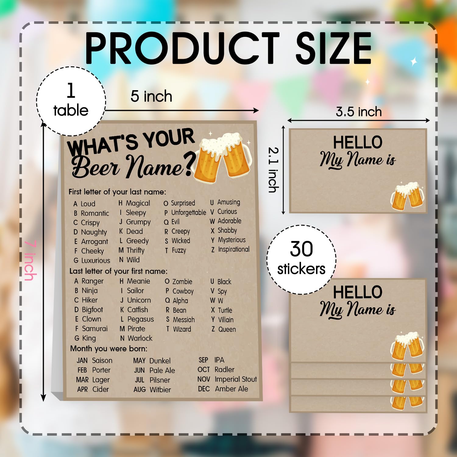 Beer Name Game Sign - Party Decorations -2