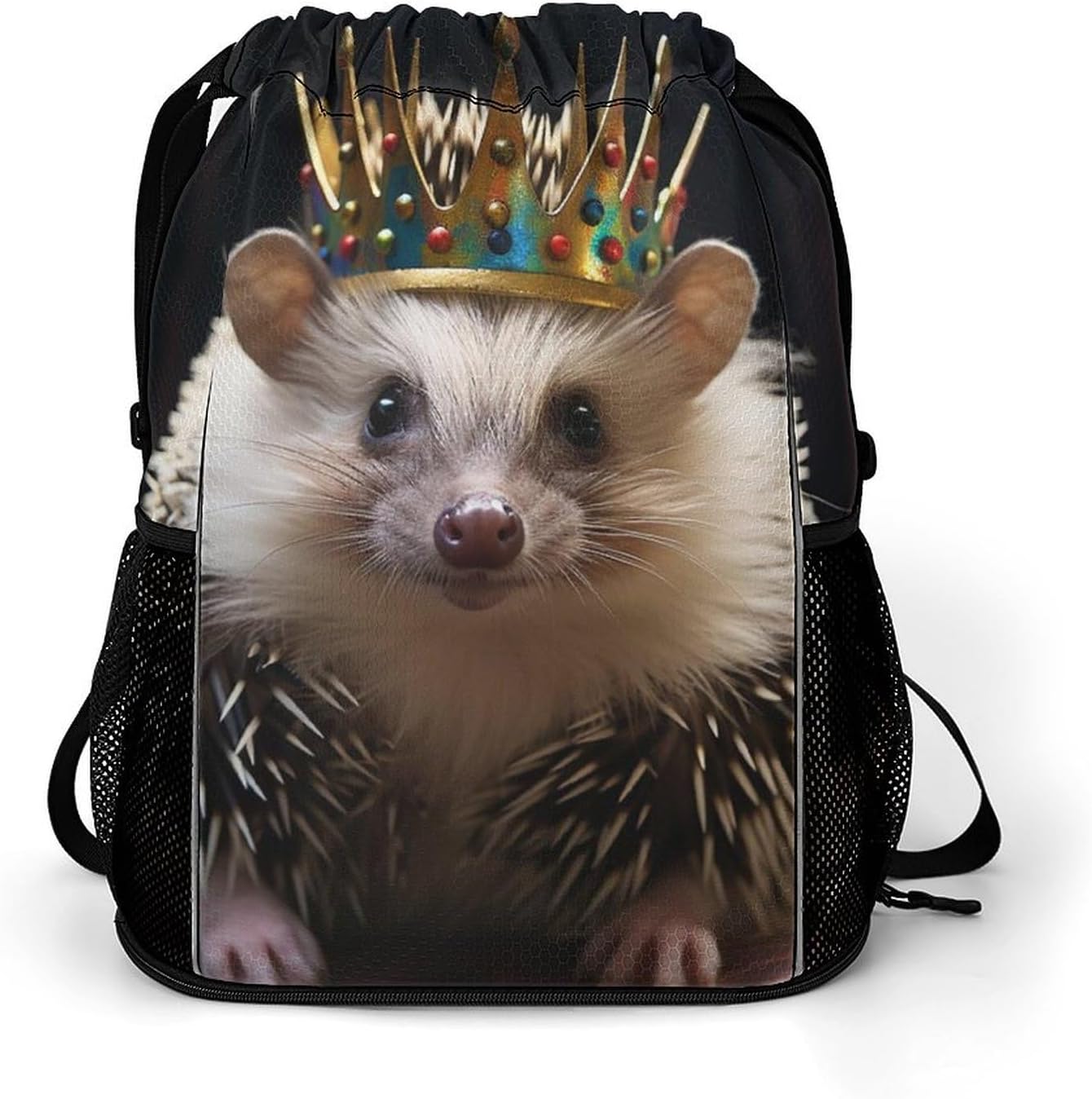Fitness Drawstring Backpack Waterproof Gym Bag Crown With Hedgehog Lightweight Dry And Wet Separation Swim Bag