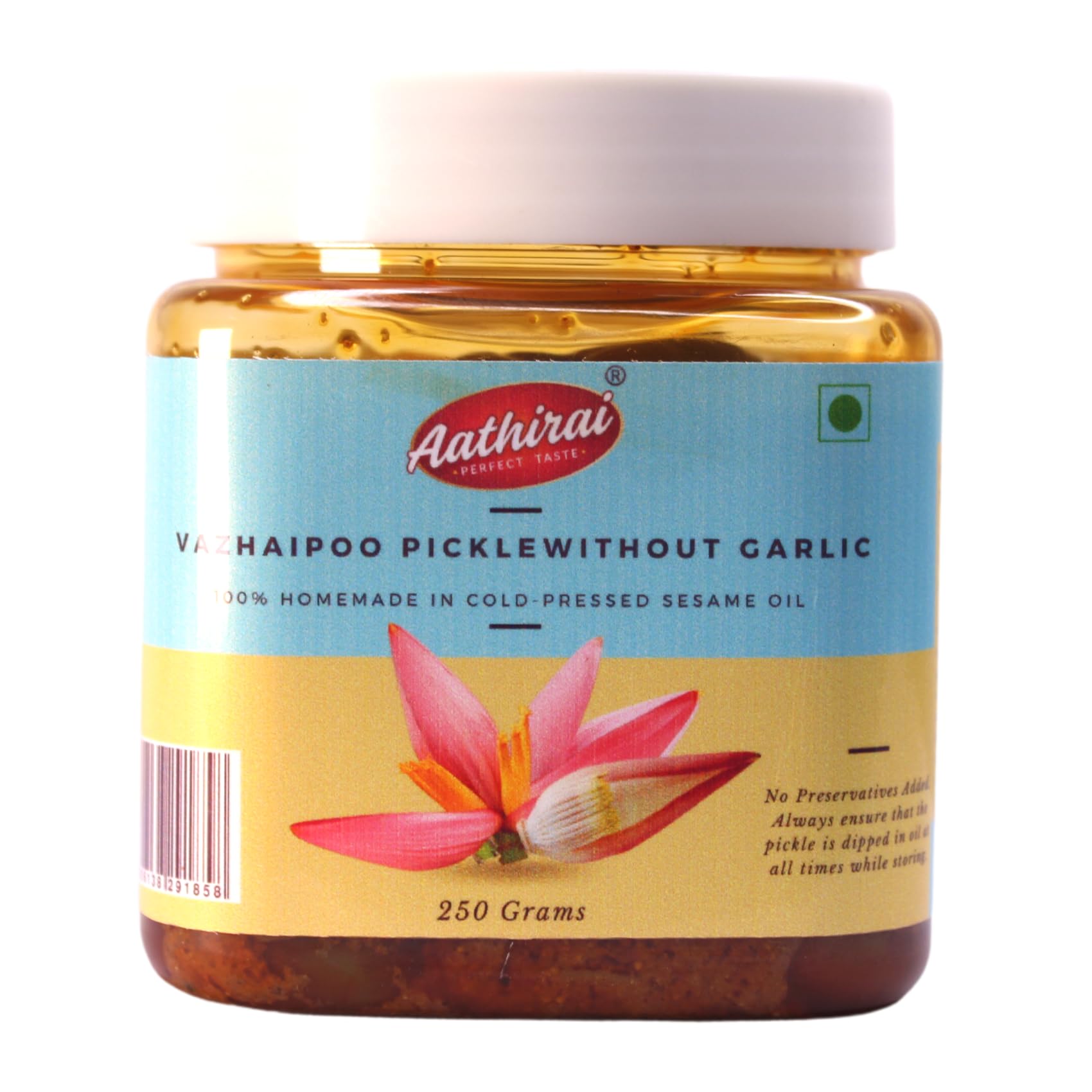 Aathirai Vazhaipoo Pickle Without Garlic - 250 GM | No Artificial Preservatives | 100% Natural & Organic Homemade Pickle Made With Cold-Pressed Oil | Traditional South Indian Pickle (B0CRVN4QG5) Amazon Price History, Amazon Price Tracker