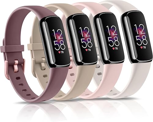 Vista 26 de Paquete de 4 bandas para Fitbit Luxe, correa de repuesto de silicona suave para Fitbit Luxe/Luxe edición especial, rastreador de fitness