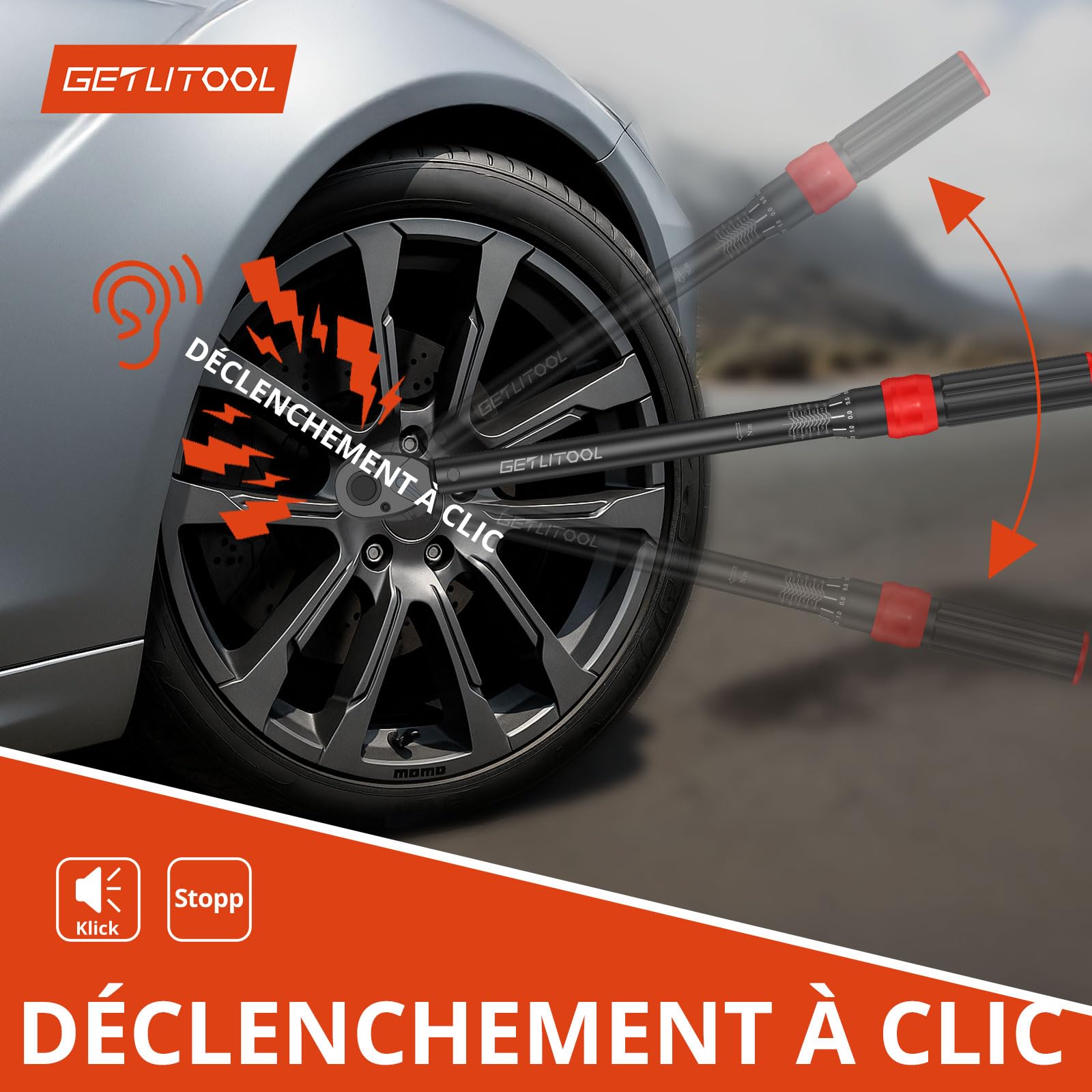 GETLITOOL Clé Dynamométrique Voiture 1/4",3/8",1/2",Torque Wrench 5–210 Nm,Précision ±3%,Alliage d'Acier Haute Résistance,Graduation Laser,Poignée Antidérapante,pour Réparation Auto,Moto,Vélos