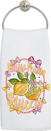 Coquette Bow Lemon - Toallas de cocina con diseño retro de limón amarillo para decoración de baño, fácil de apretar, paños de cocina para platos de