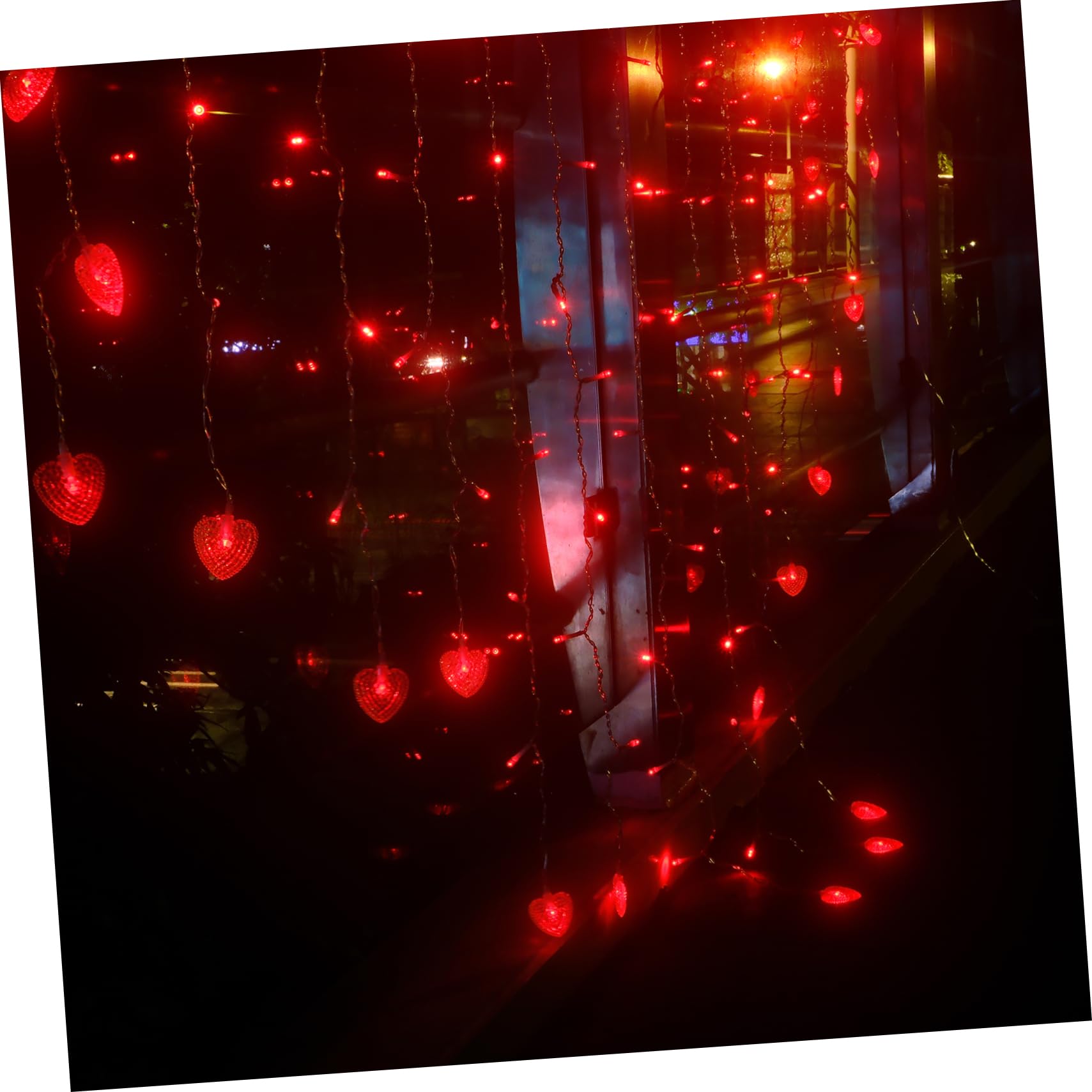 TIDTALEO Heart Shaped LED Curtain Light Window Wall Decor for Weddings and Events Material Creates Warm Atmosphere for Home Garden Parties Battery Not Included