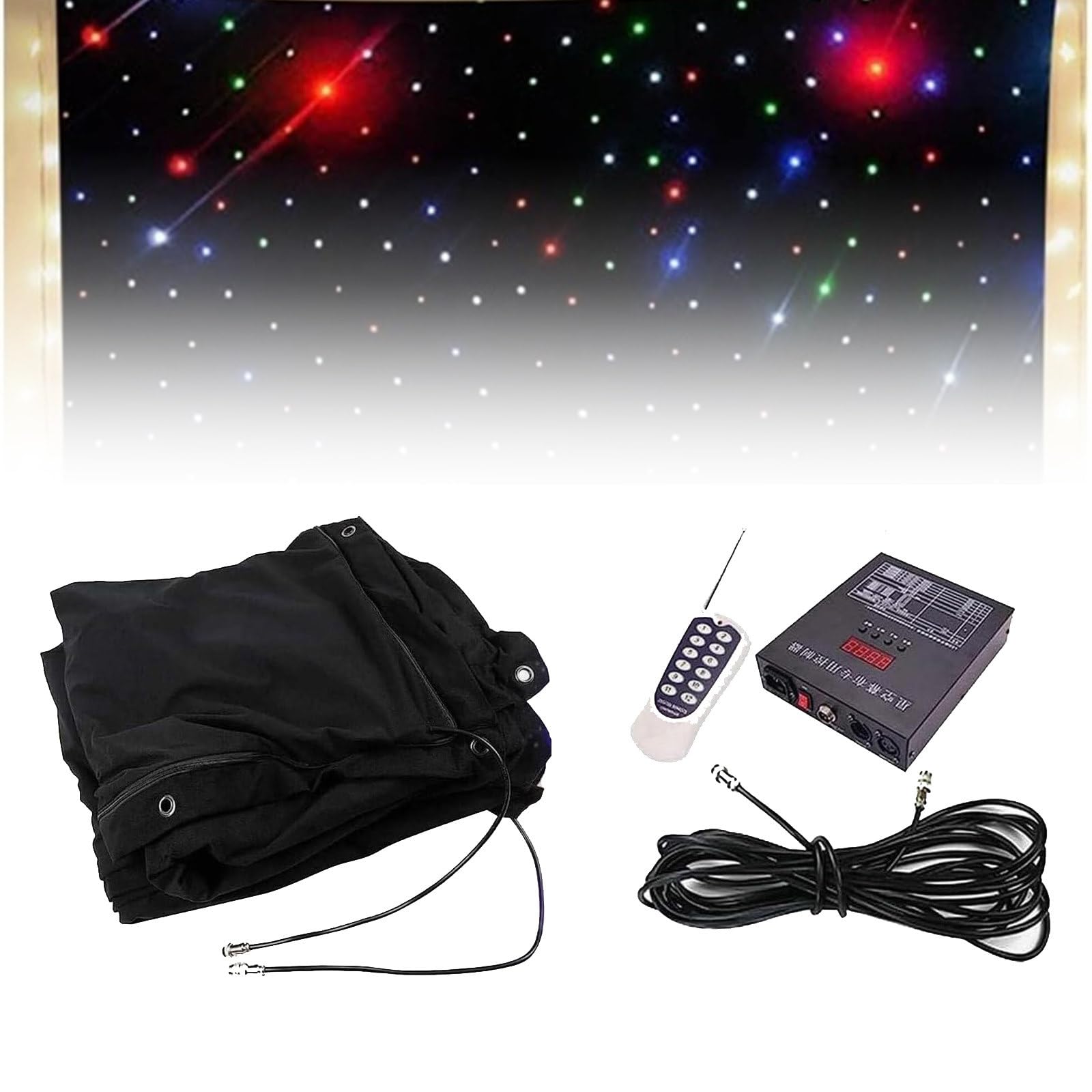 DPDZSW Sfondo di Stoffa con Cielo Stellato a LED, Sfondo Multifunzione con Stelle del Cielo Notturno, Fondali Pieghevoli per Tende da Palcoscenico per Matrimoni,3 * 6m